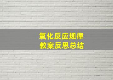 氧化反应规律 教案反思总结